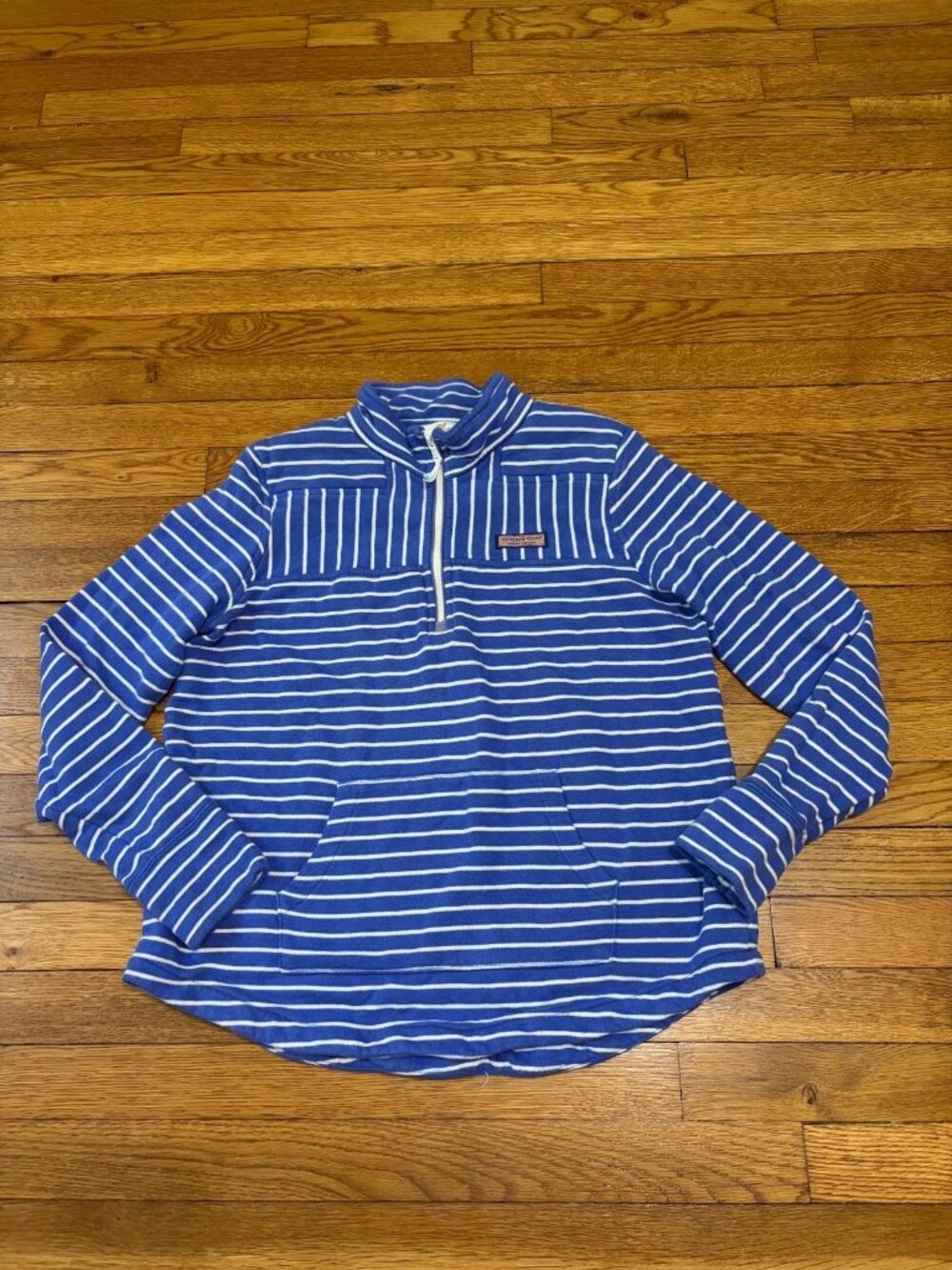 Vineyard Vines Womens Sweater Sz Medium Blue Striped 1/4 Pullover Preppy Coastal